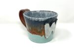 Handmade Giant Ceramic Mug - 1 L Oversized Coffee Cup with Personalized "W" Letter, Copper, Dark Blue & Turquoise Glaze Unique Pottery Gift