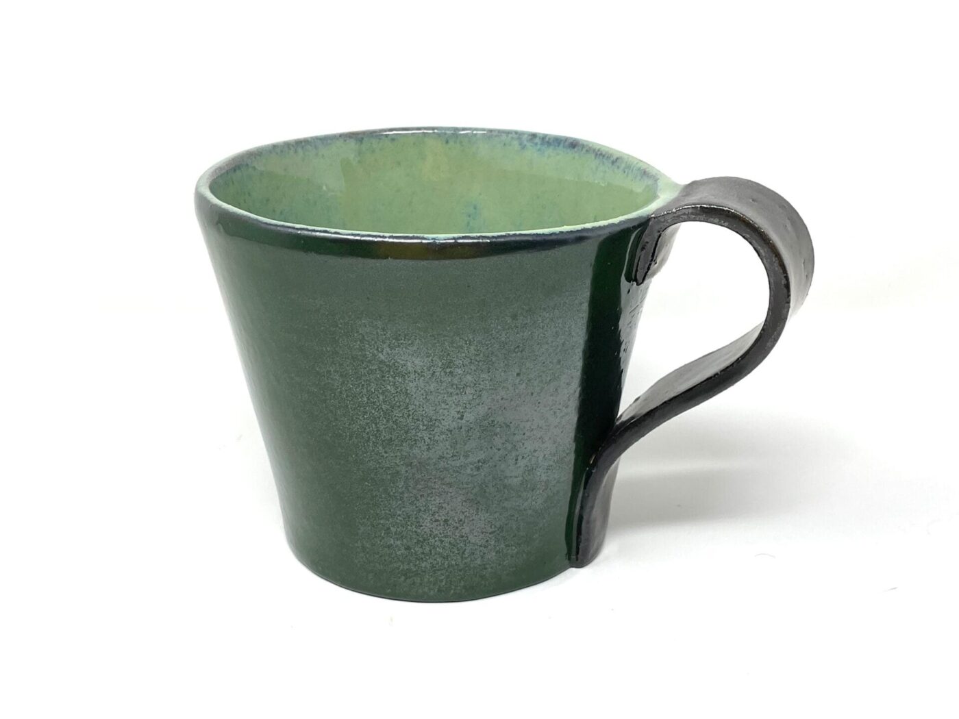 XL Ceramic Mug — "C" Initial, Green & Metallic — side view
