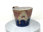 Handcrafted XL Ceramic Mug - 0.8 Litre Oversized Coffee Cup with Personalised “A” letter, Purple Crystal & Copper Glaze, Unique Pottery Gift