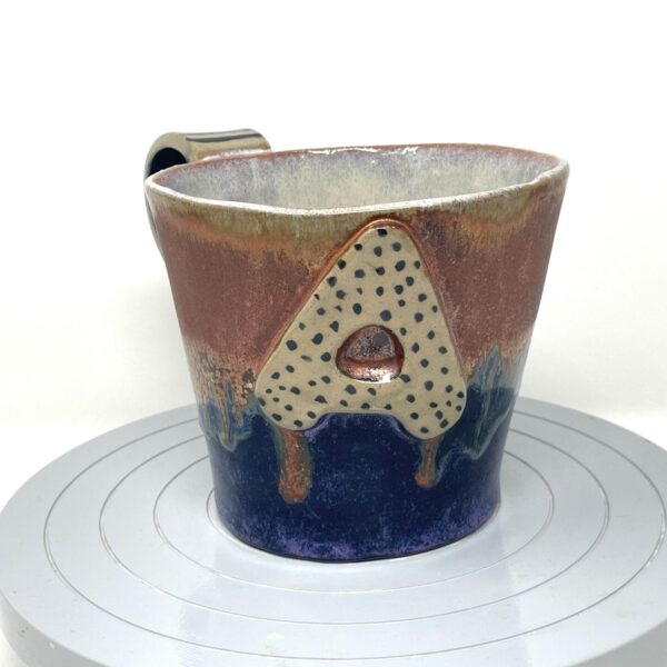 Handcrafted XL Ceramic Mug - 0.8 Litre Oversized Coffee Cup with Personalised “A” letter, Purple Crystal & Copper Glaze, Unique Pottery Gift