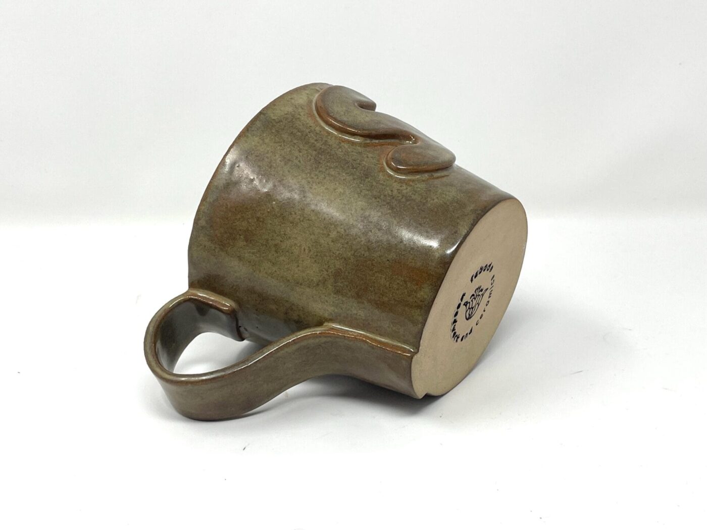XL Ceramic Mug — "S" Initial, Light Brown — back view