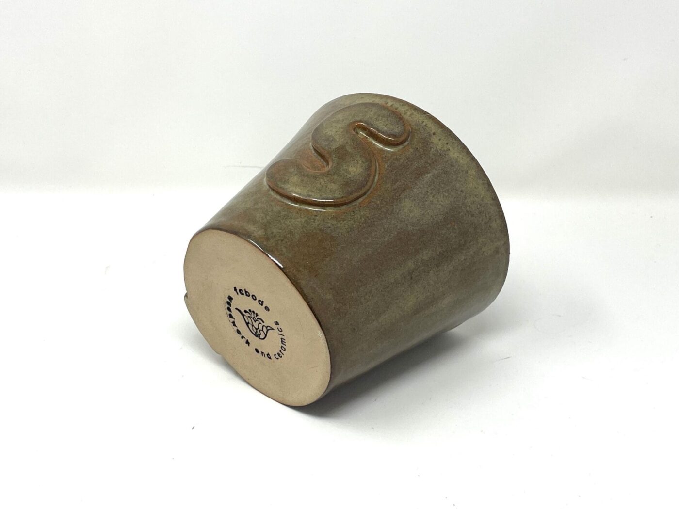 XL Ceramic Mug — "S" Initial, Light Brown — top view