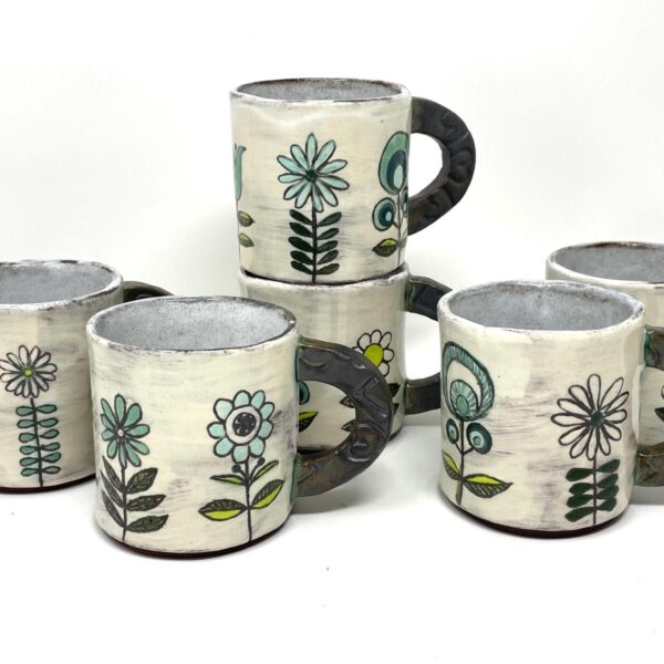 Rustic Charm: Handcrafted Terracotta Flower Mugs