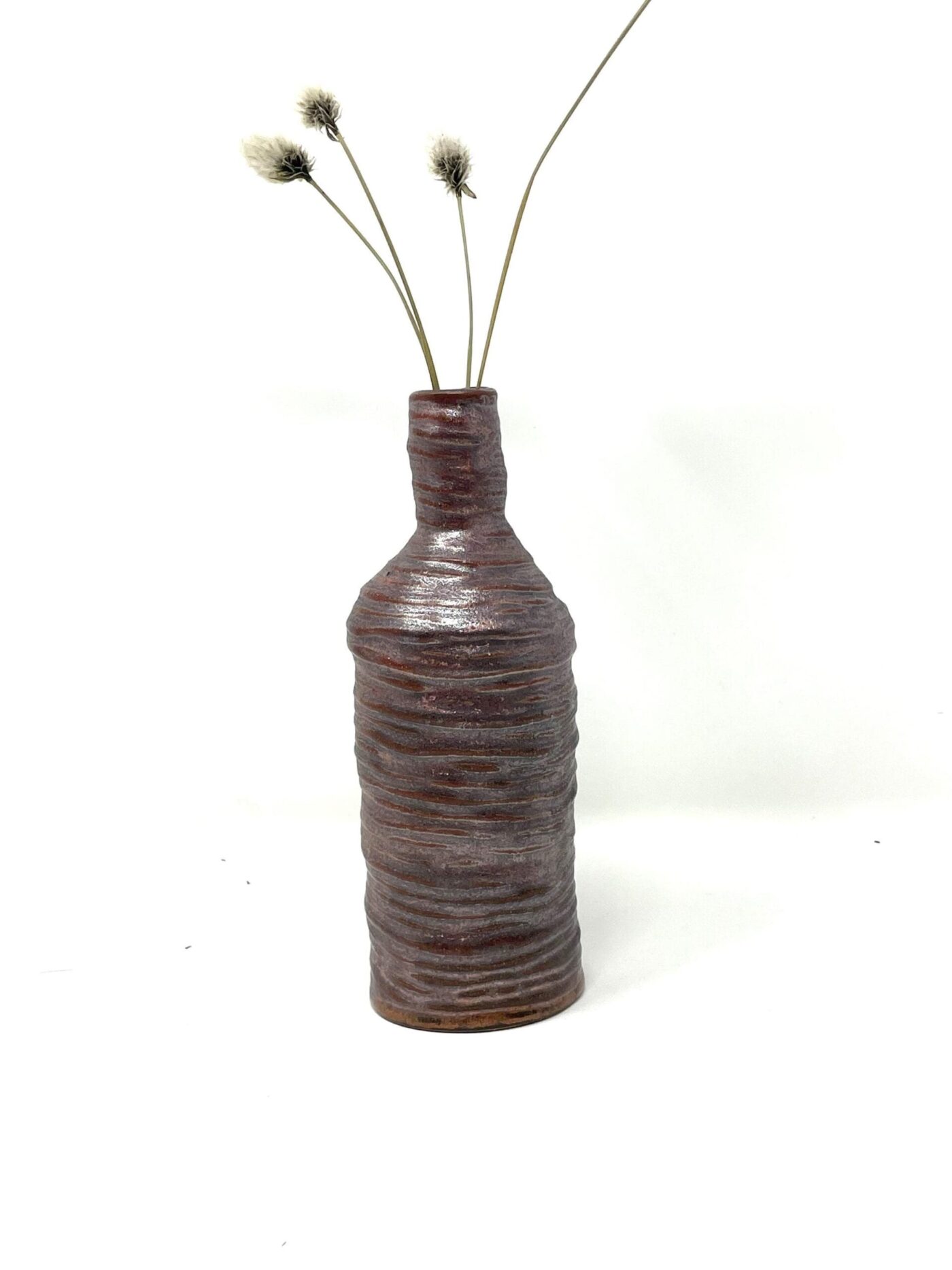 Coiled Copper Metallic Bottle Bud Vase — back view