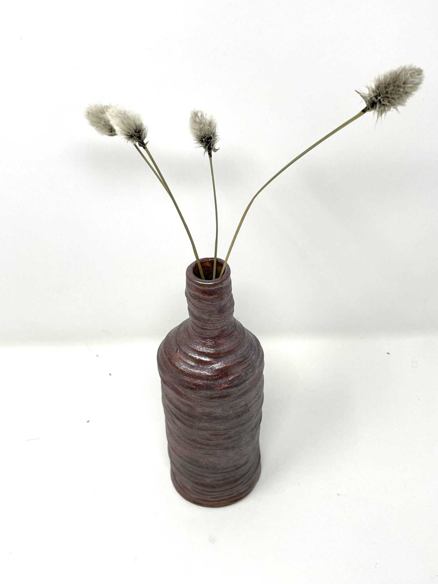 Coiled Copper Metallic Bottle Bud Vase — top view