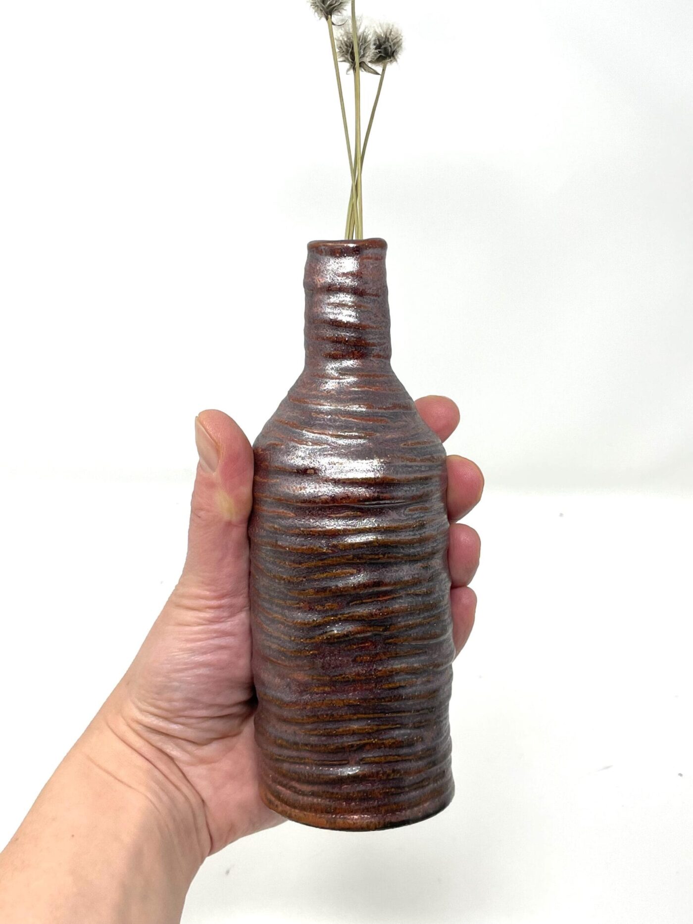 Coiled Copper Metallic Bottle Bud Vase — alternate angle