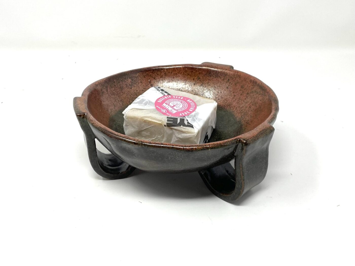 il_fullxfull.6530883016_emf1.jpg Large Ceramic Soap Dish — Brown & Copper