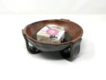 Large Ceramic Soap Dish - Handmade Brown Bowl with Copper Rim - Drainage Holes - Multi-Purpose Holder for Bathroom or Kitchen
