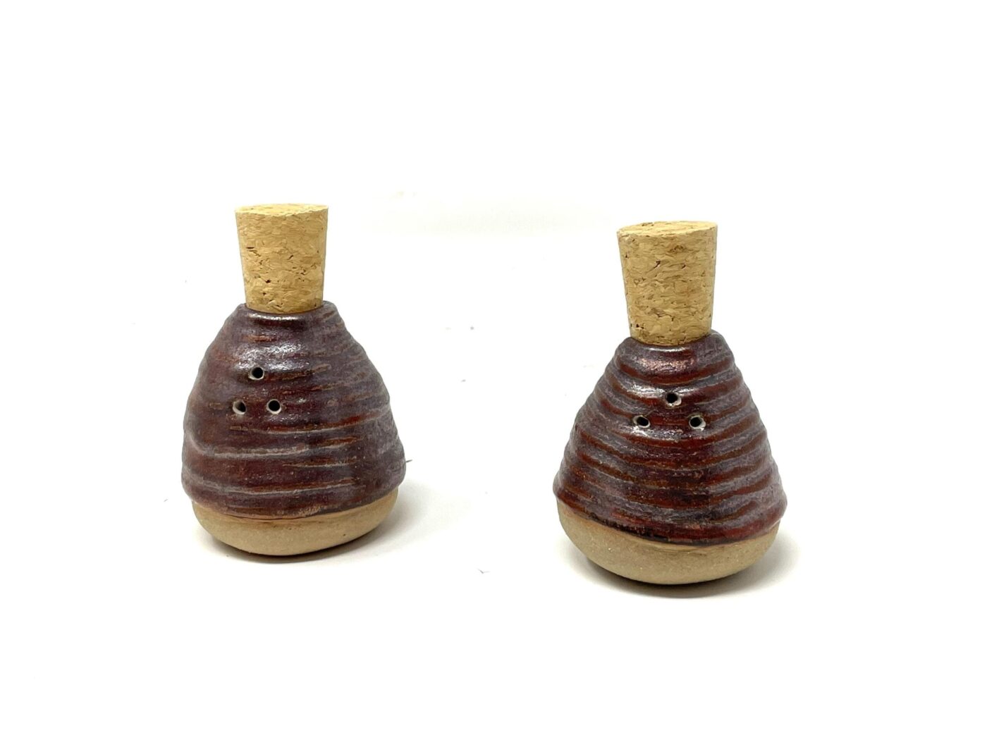 Copper-Glazed Coiled Ceramic Salt Shaker