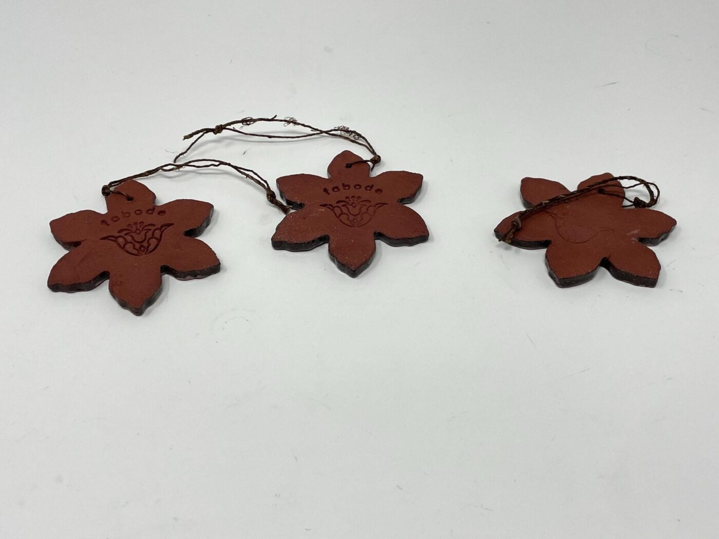 Mauve Terracotta Christmas Pendant Set of 3 — back view