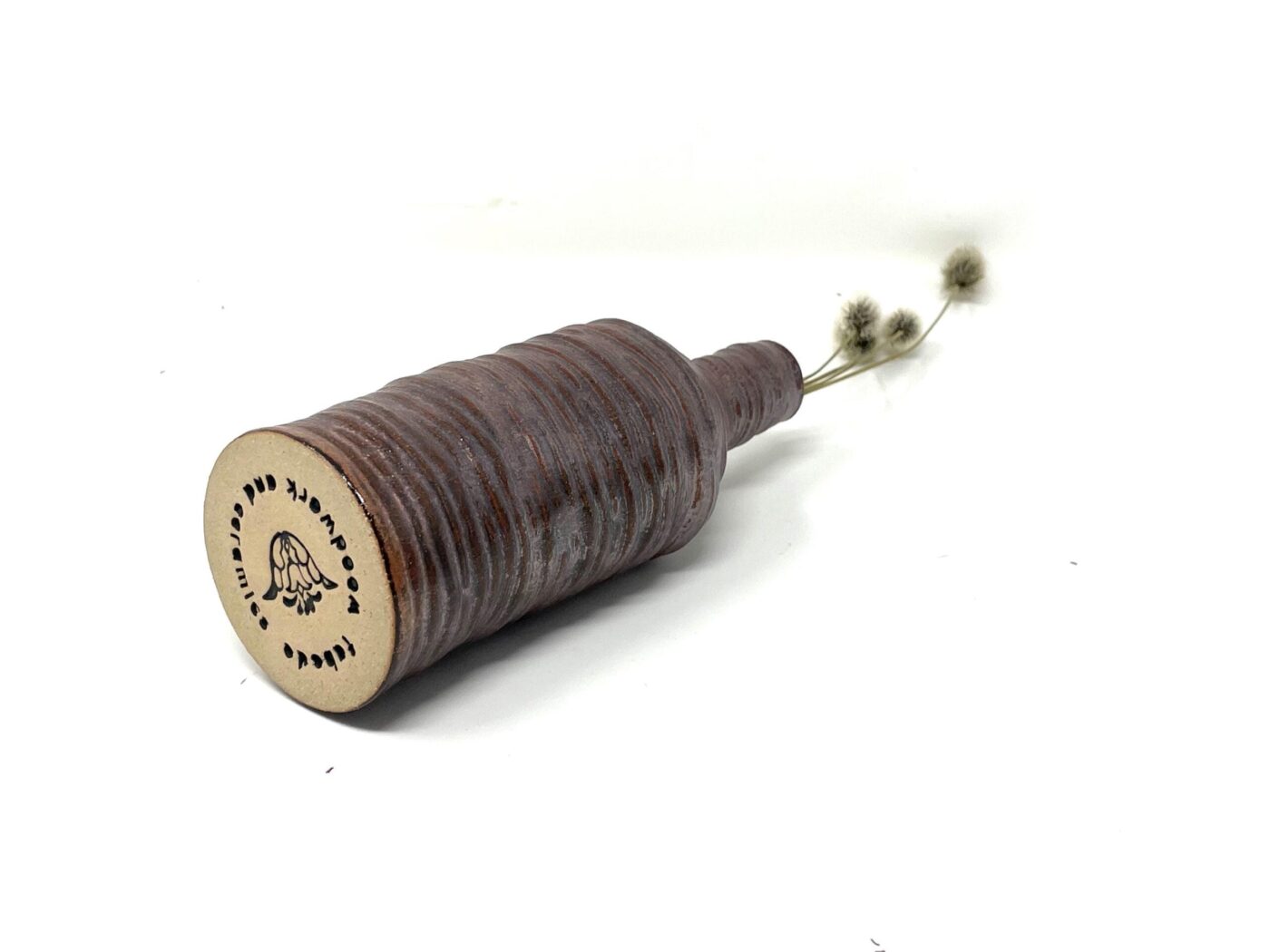 Coiled Copper Metallic Bottle Bud Vase — close-up