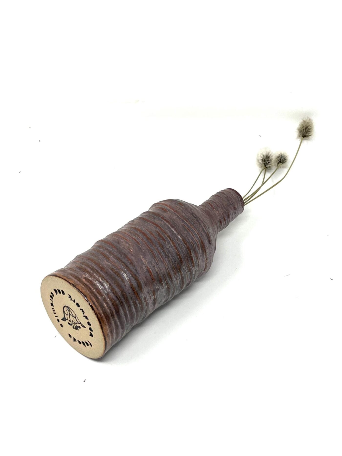 Coiled Copper Metallic Bottle Bud Vase — side view
