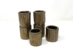 Set of 6 Rustic Gold Glazed Shot Glasses - Handmade Ceramic Espresso Cups - Textured Candle Holders - Versatile Barware