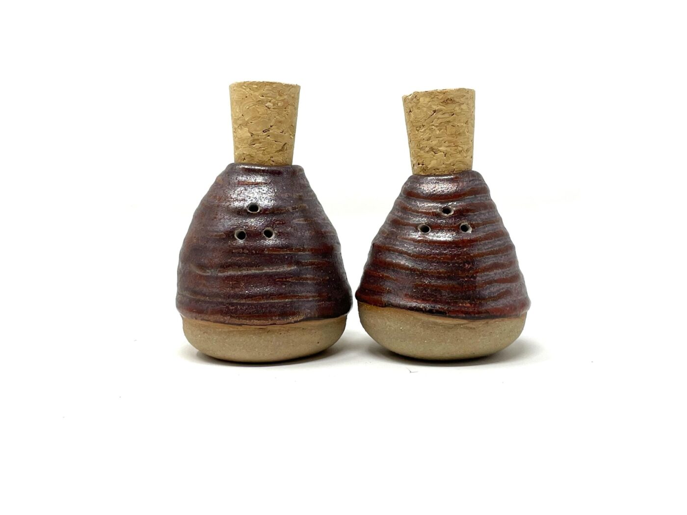 Copper-Glazed Coiled Ceramic Salt Shaker — scale view