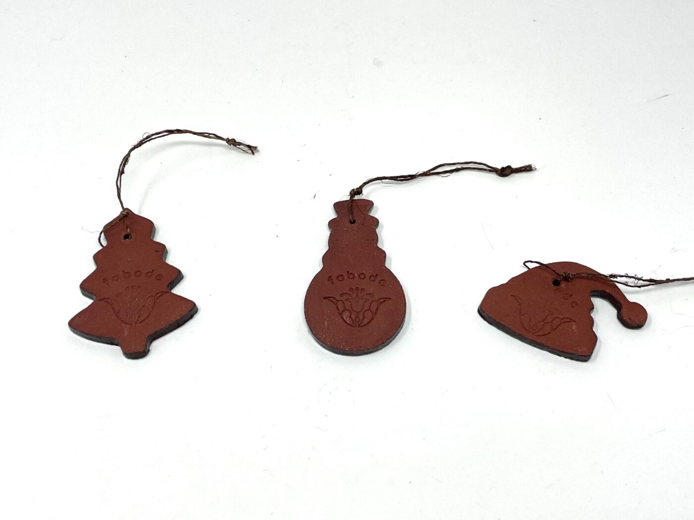 Light Blue Christmas Ceramic Ornaments Set of 3 — back view