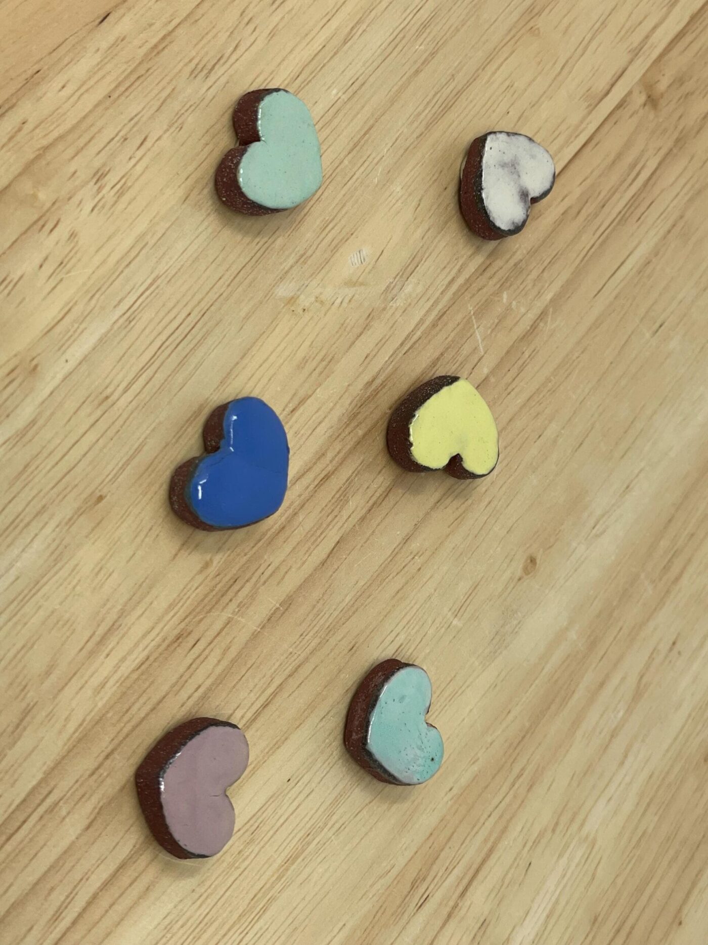 Pastel Ceramic Heart Magnets — Set of 6 (Terracotta) — styling detail