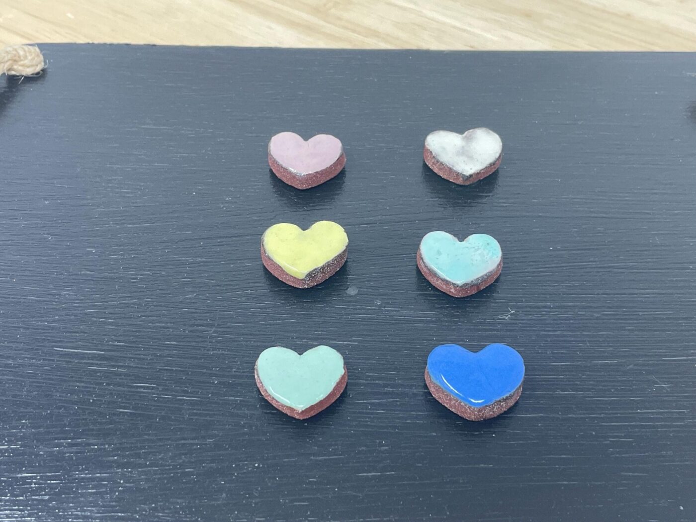 Pastel Ceramic Heart Magnets — Set of 6 (Terracotta) — side view