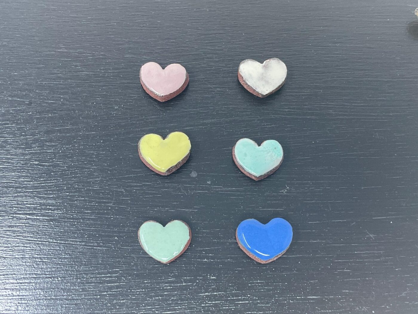 Pastel Ceramic Heart Magnets — Set of 6 (Terracotta) — back view