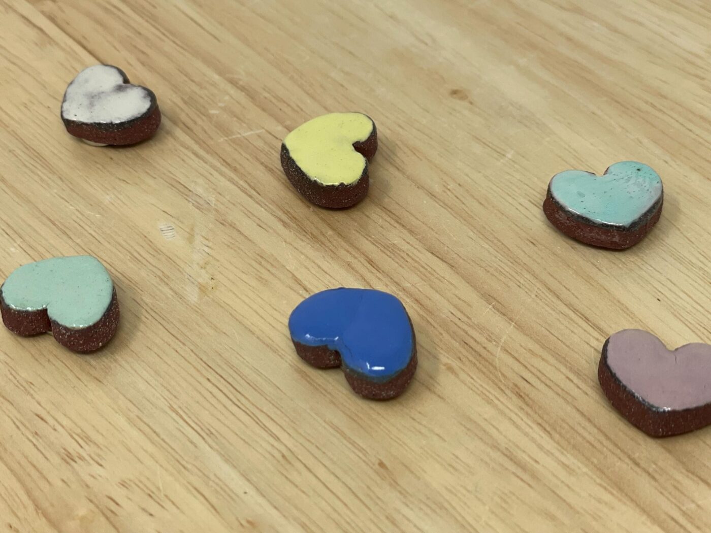 Pastel Ceramic Heart Magnets — Set of 6 (Terracotta) — scale view
