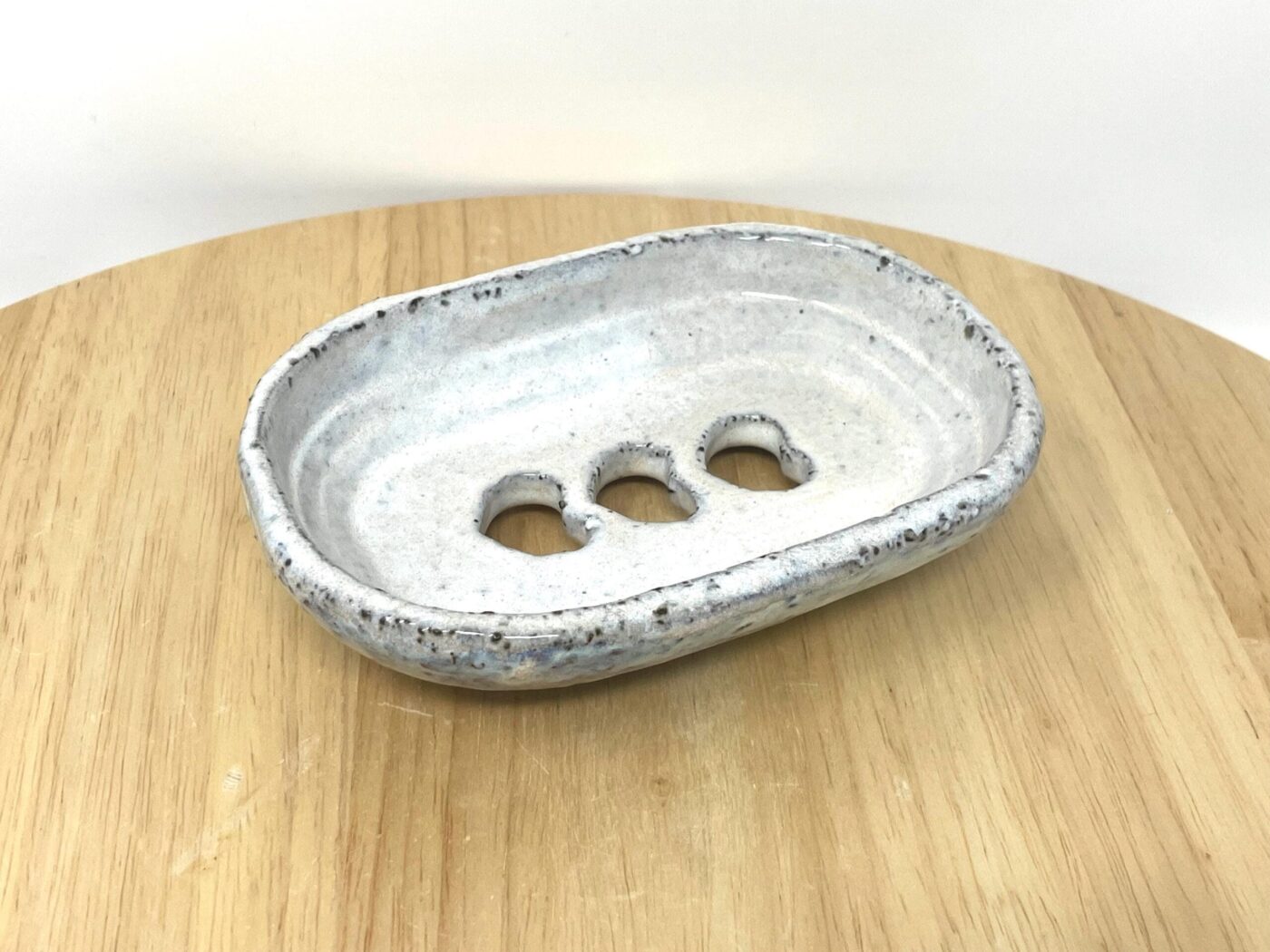 Off-White Heart Soap Dish, Grey Clay & Black Stone