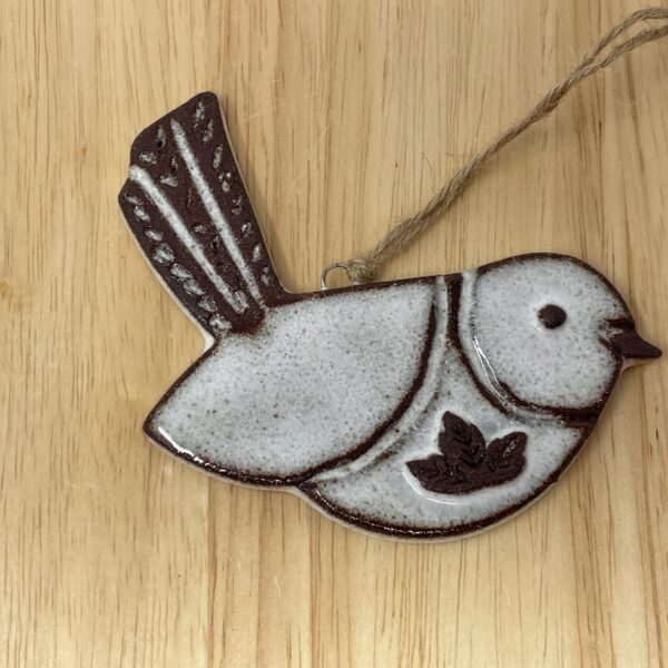 Handmade Ceramic Hanging Bird | Terracotta Clay Ornament | White Glazed Home Decor | 10cm