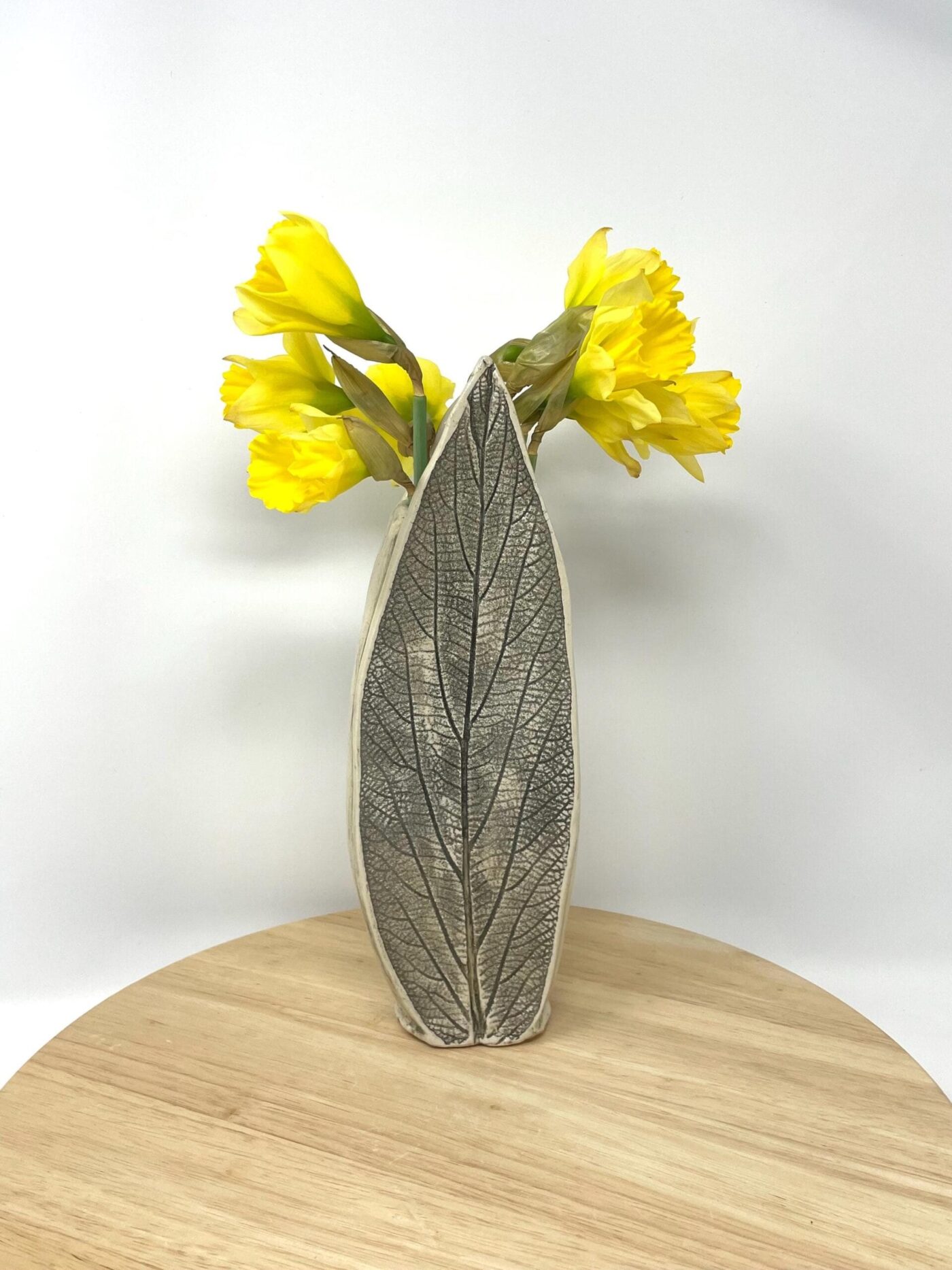White Clay Leaf Vase