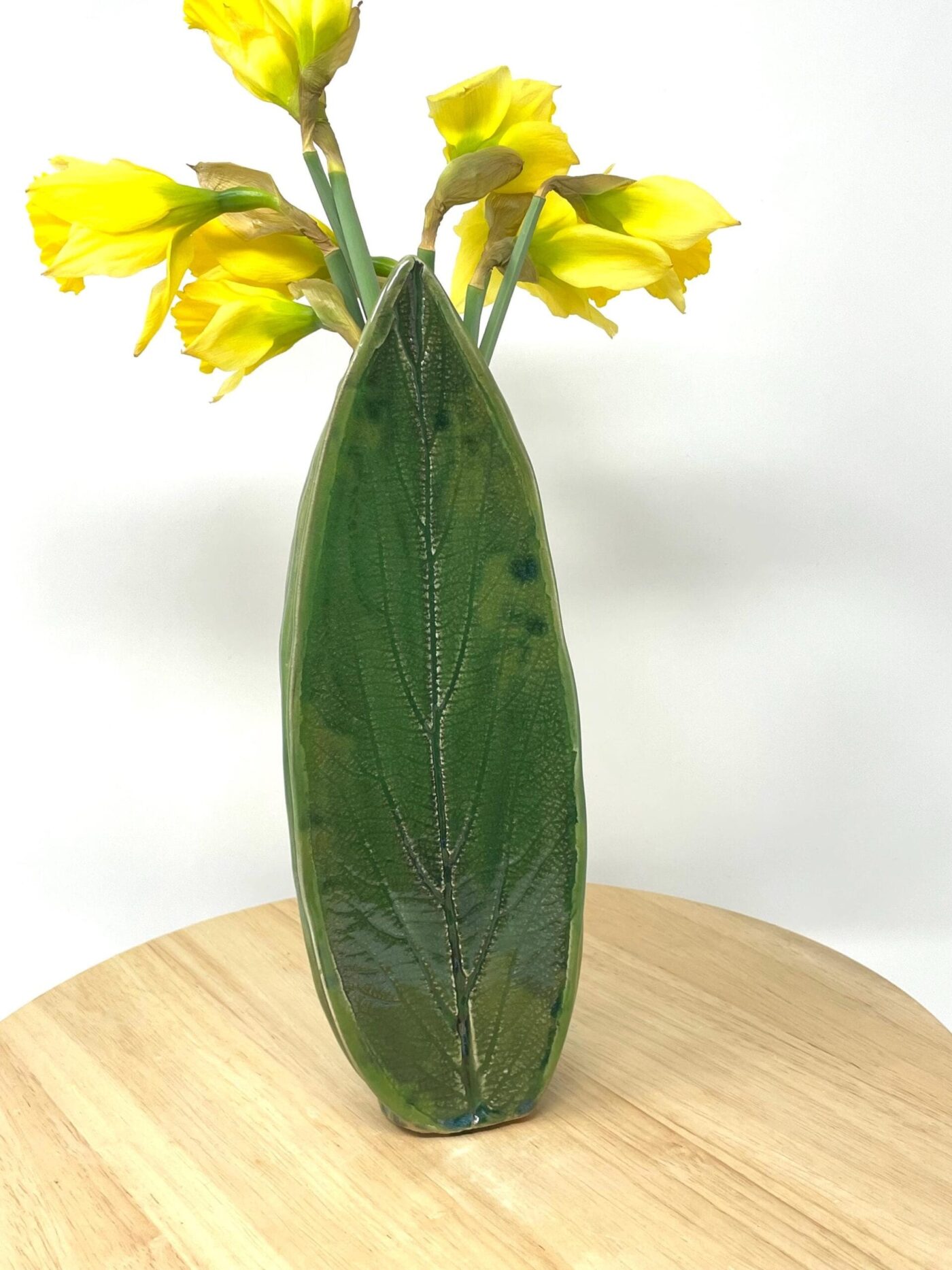 Green Celadon Leaf Vase — top view