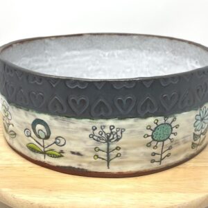Large Handcrafted Unique Ceramic Bowl for Table Decor or Fruit Storage - White and Copper