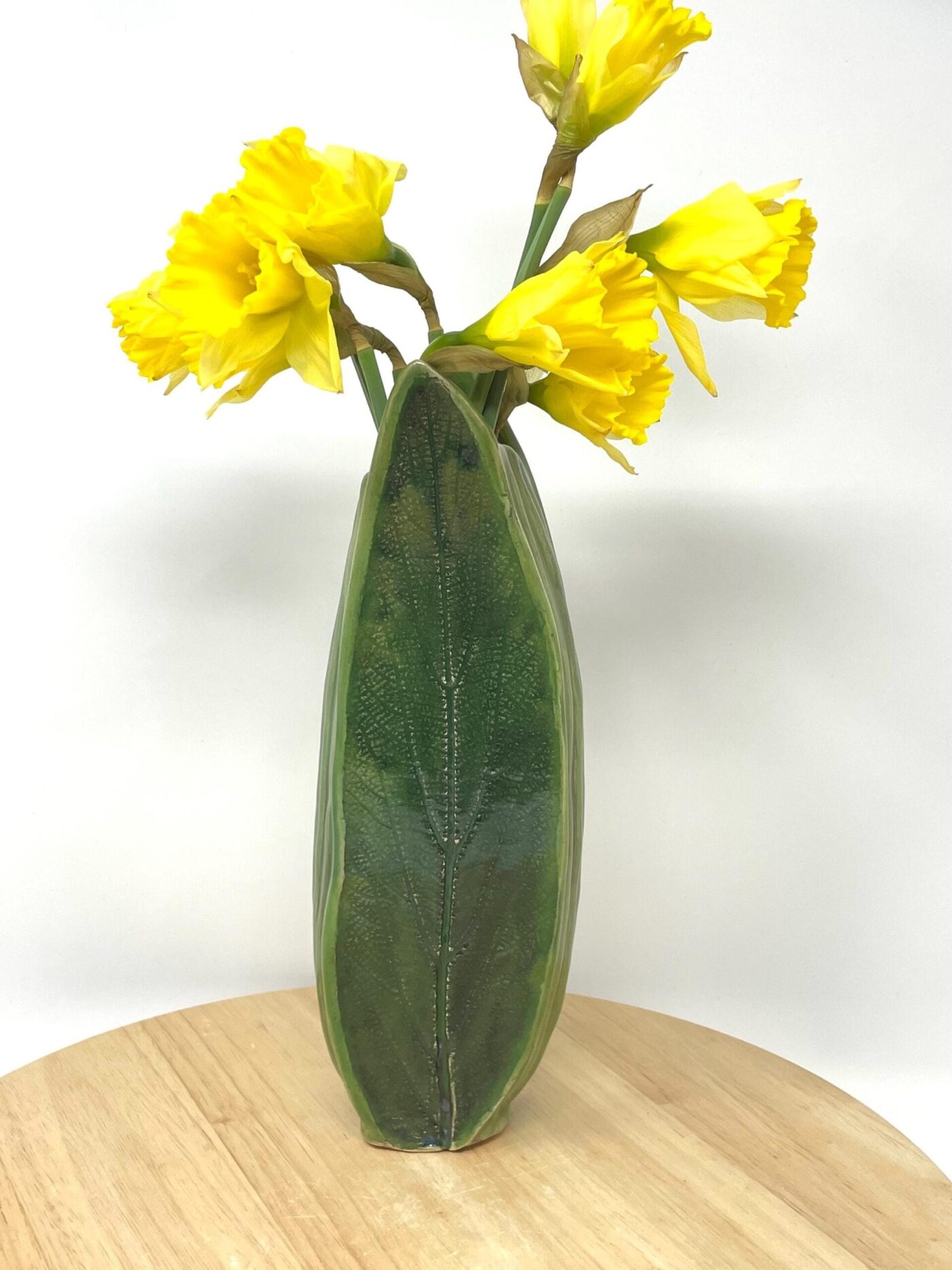 Green Celadon Leaf Vase — alternate angle