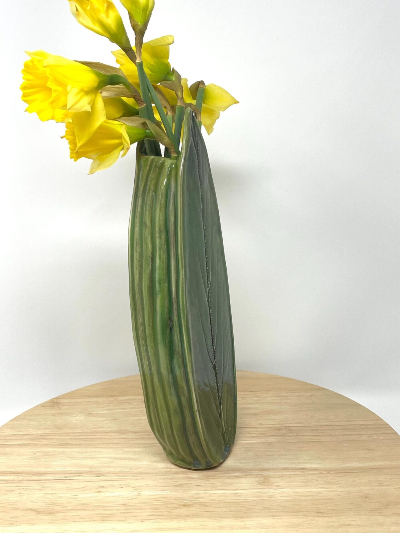 Green Celadon Leaf Vase — in use