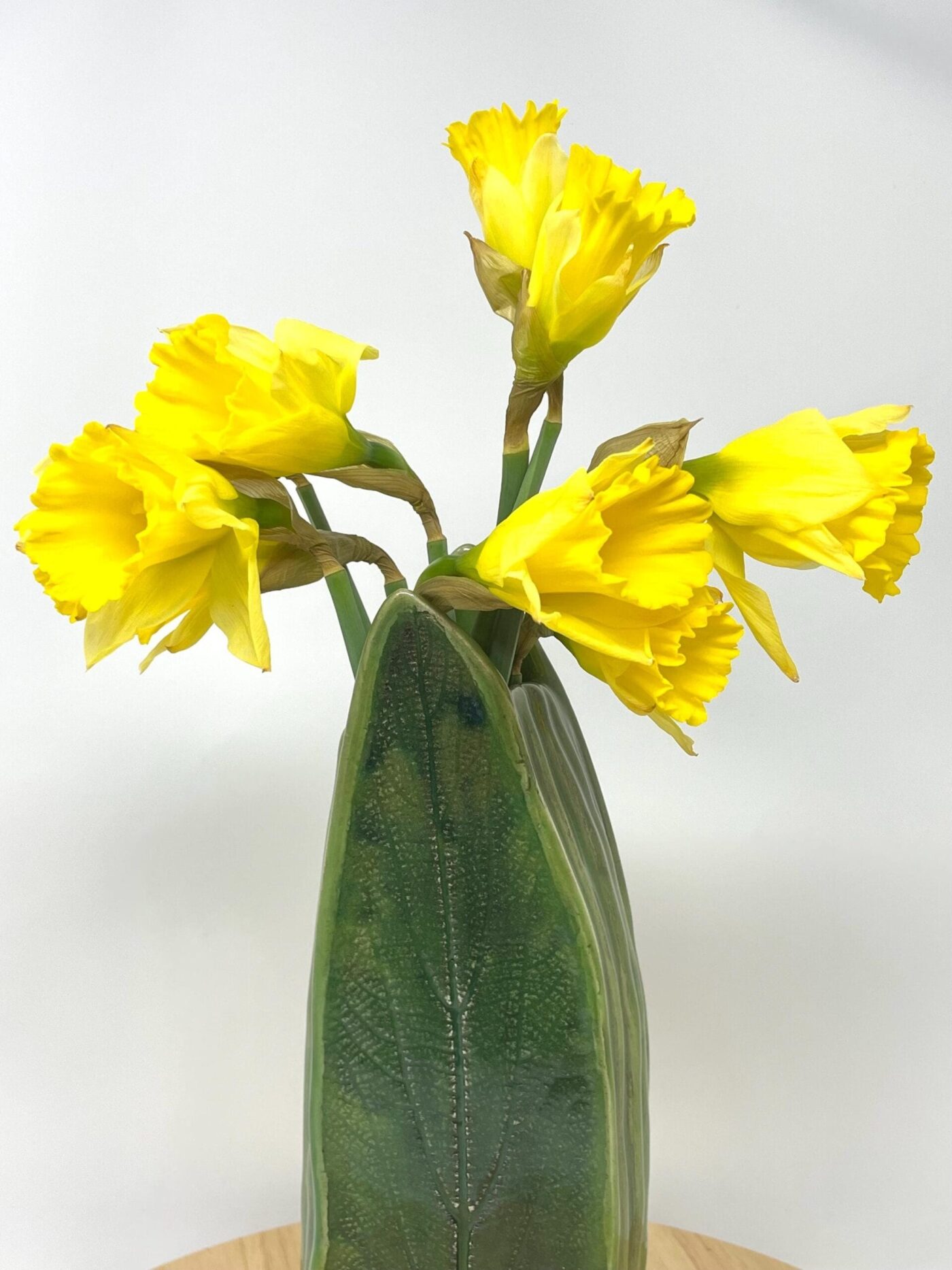 Green Celadon Leaf Vase — scale view