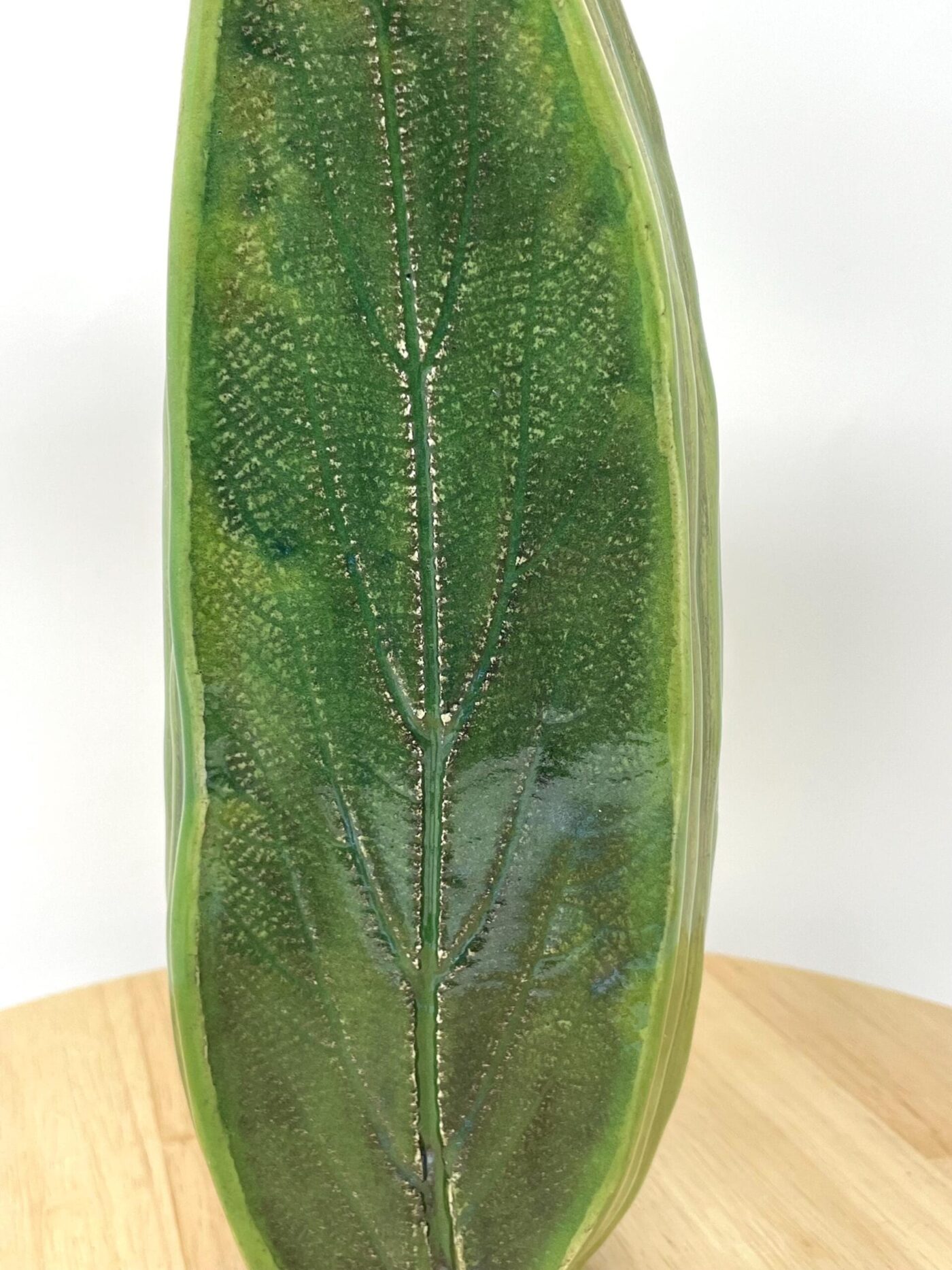 Green Celadon Leaf Vase — styling detail