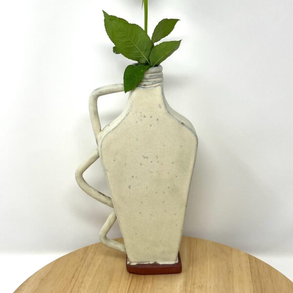 Handmade Ceramic Vase | Single Flower Vase | Rustic Terracotta Clay | Slab Built | White Glazed | Watertight