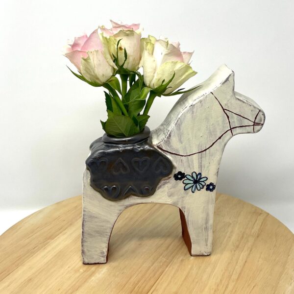 Handmade Ceramic DALA Horse Vase | Swedish Folk Art Inspired | Flower Holder | Rustic Terracotta | Unique Home Decor | Scandinavian Design