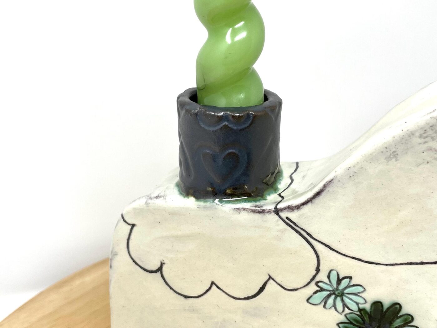 Dala Horse Ceramic Candlestick Holder — back view