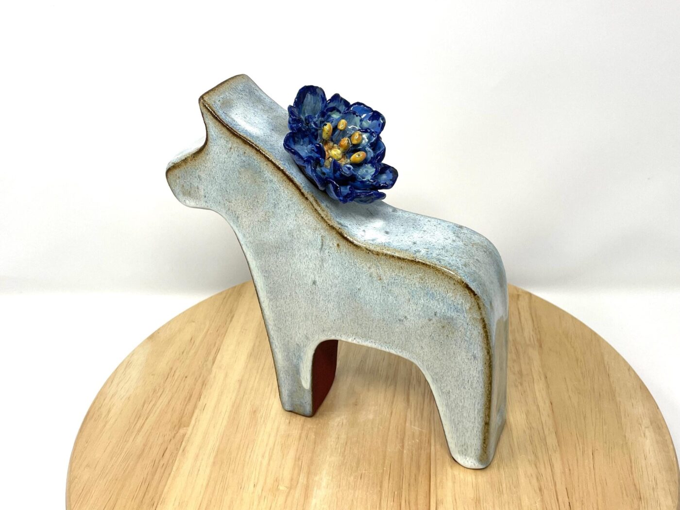 Dala Horse Vase with Ceramic Flower Crown — styling detail
