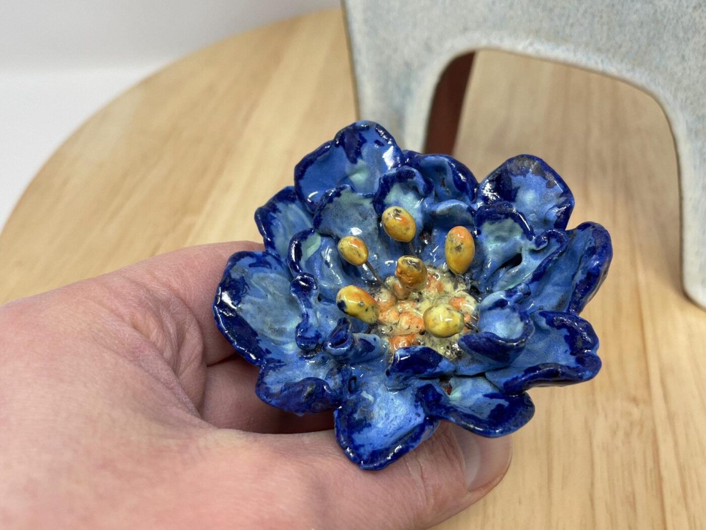 Dala Horse Vase with Ceramic Flower Crown — scale view