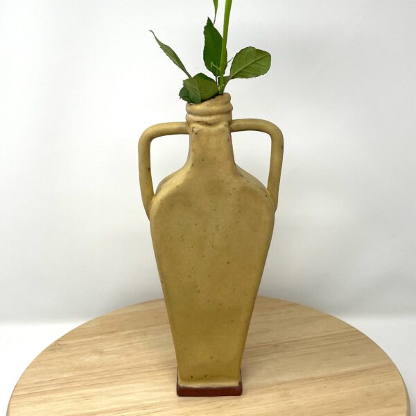 Handmade Ceramic Vase | Single Flower Vase | Rustic Terracotta Clay | Slab Built | Mustard yellow Glazed | Watertight