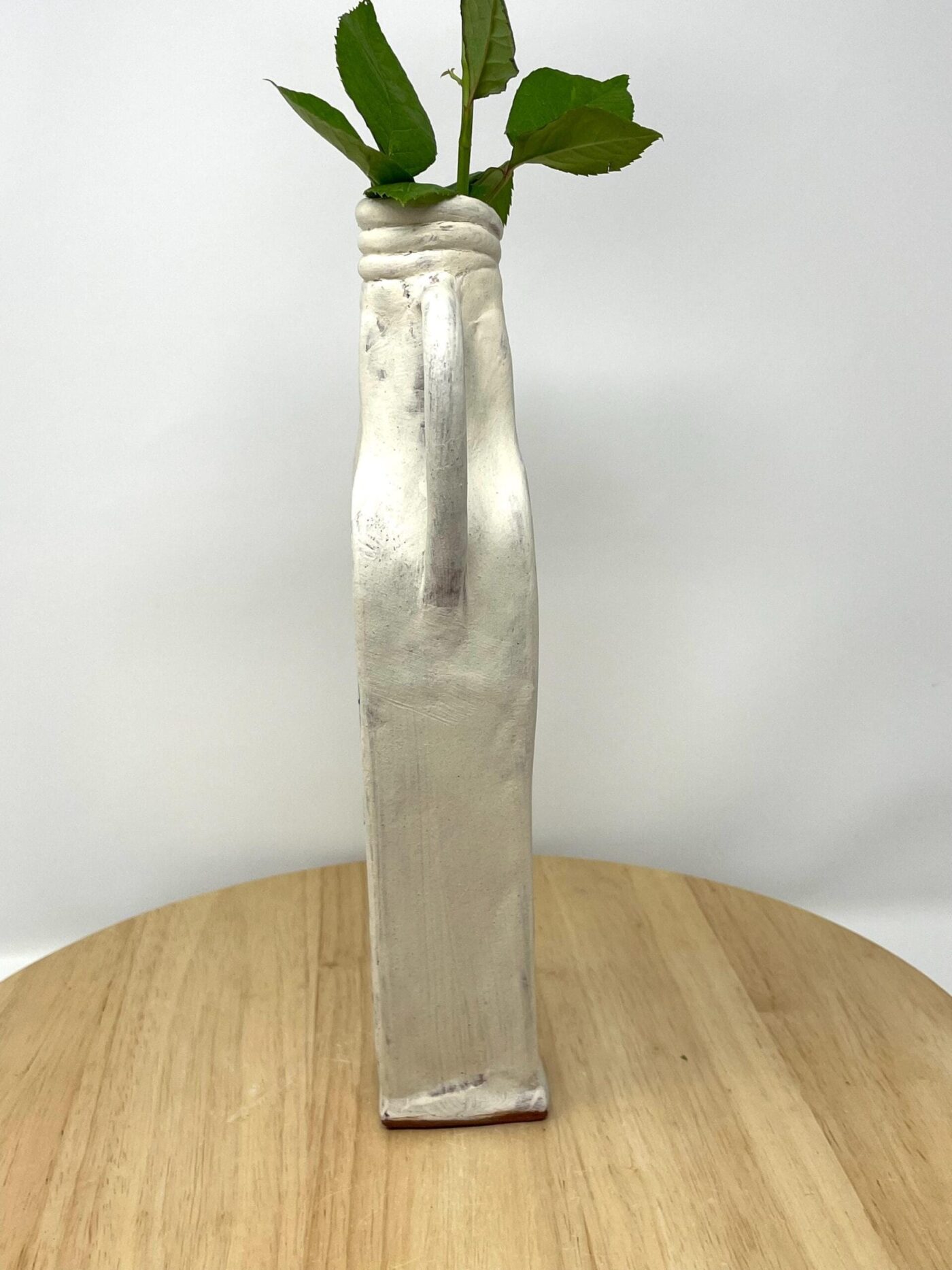 Cobalt Flower Vase, White-Slip Terracotta — side view