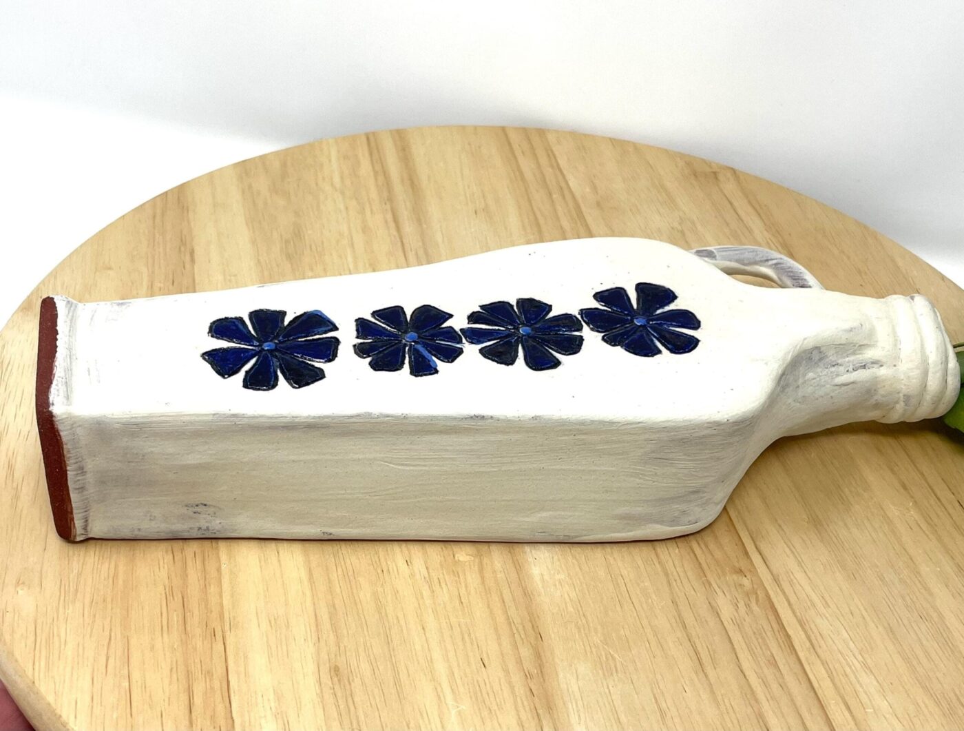 Cobalt Flower Vase, White-Slip Terracotta — scale view