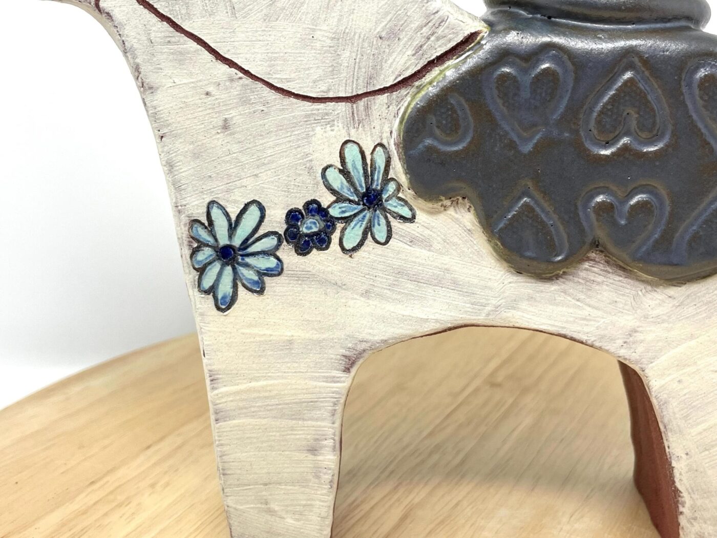 Dala Horse Vase, Spot-Glazed Terracotta — back view