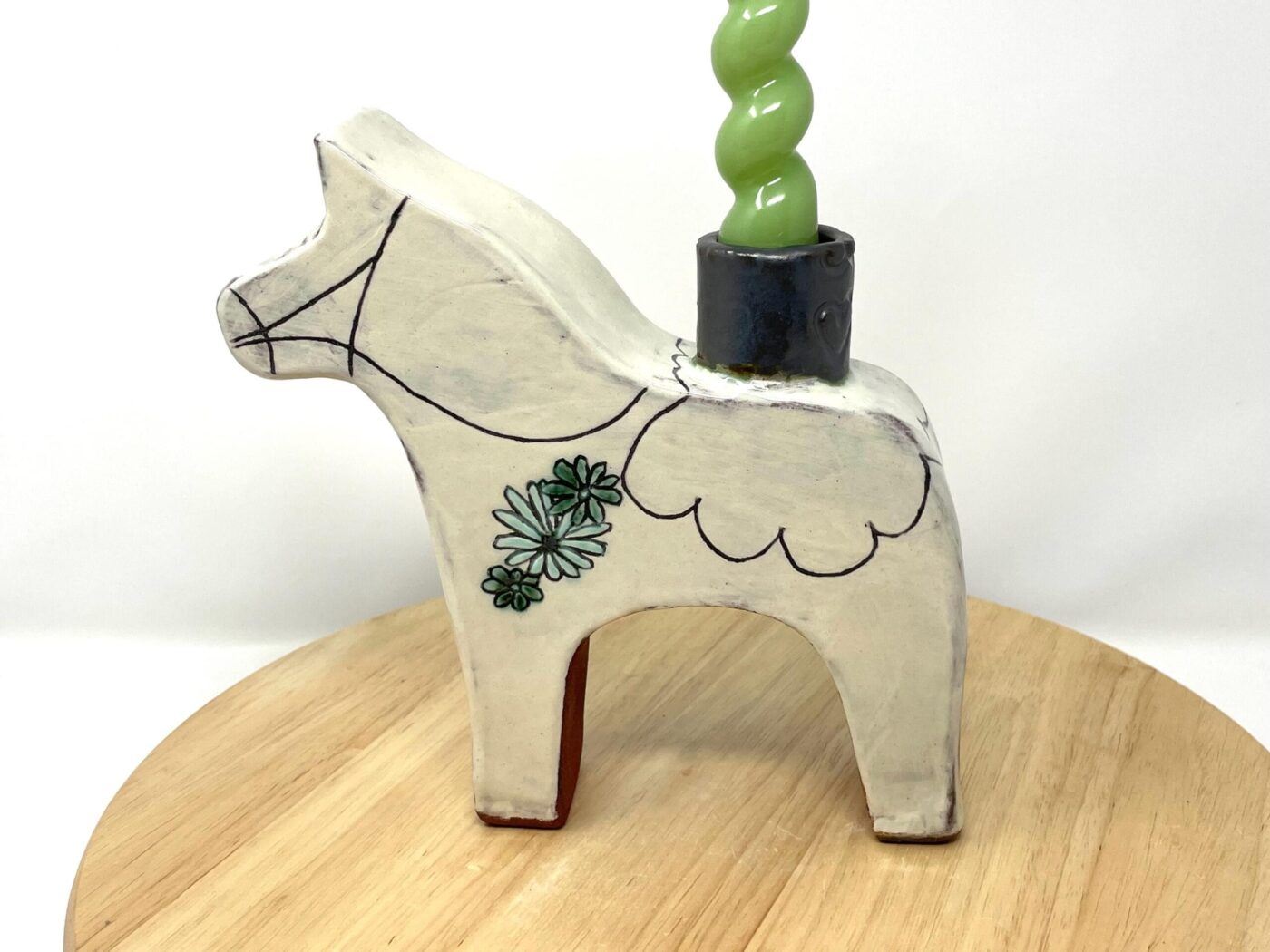 Dala Horse Ceramic Candlestick Holder — styling detail