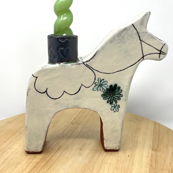 Handmade Ceramic DALA Horse Candle Stick Holder | Swedish Folk Art Inspired | Rustic Terracotta | Unique Home Decor | Scandinavian Design