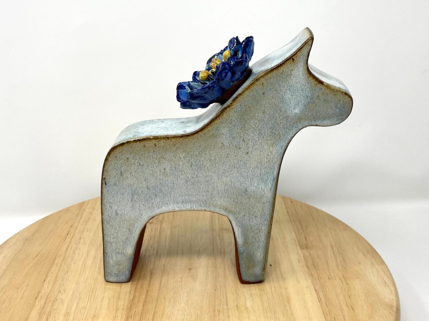 Dala Horse Vase with Ceramic Flower Crown — close-up