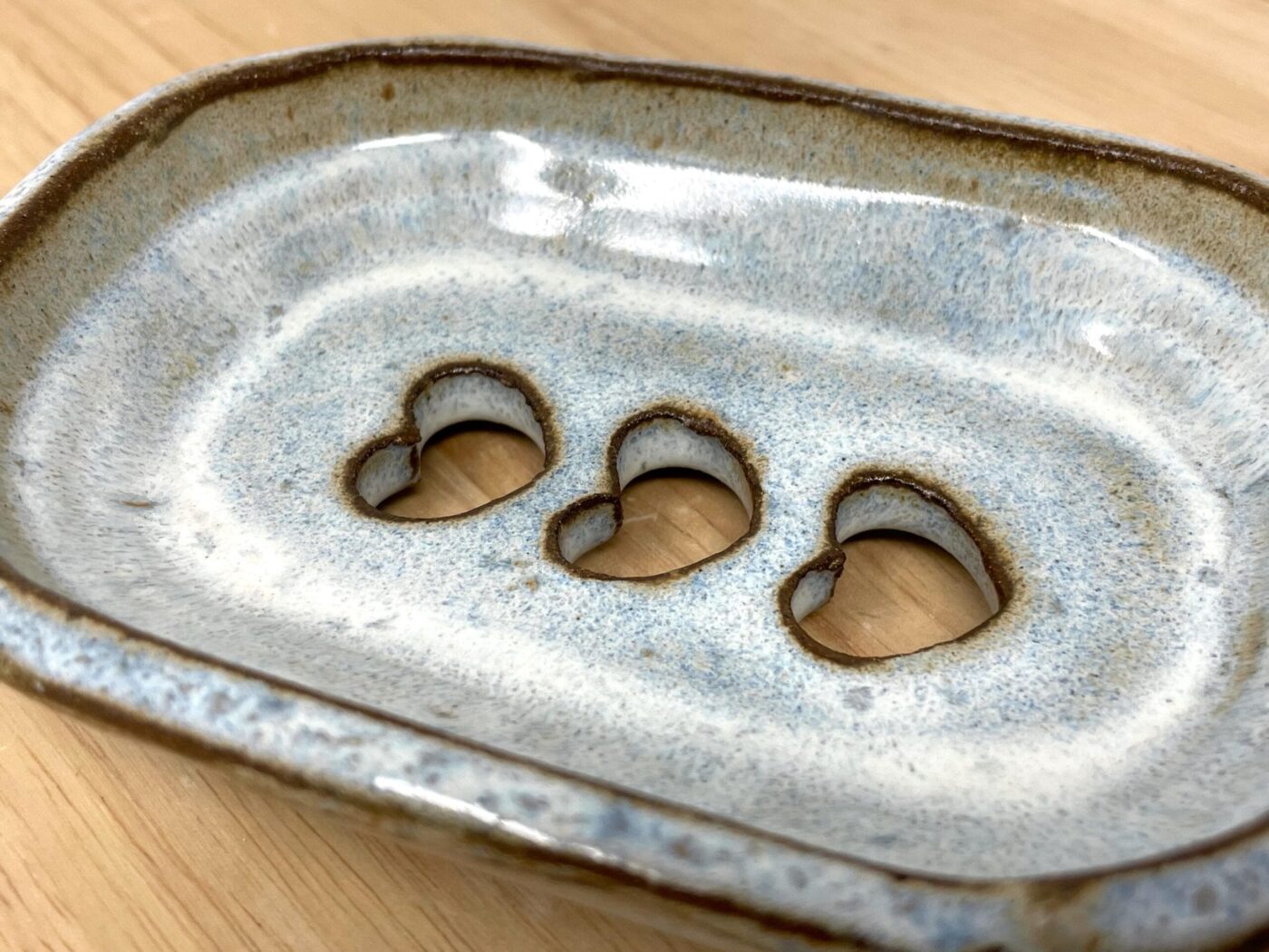 Blue Glazed Heart Soap Dish, Terracotta — styling detail