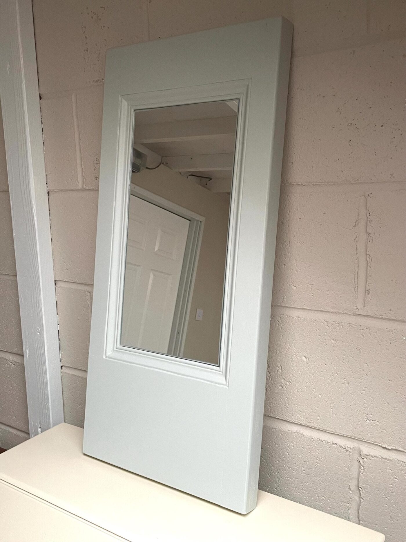 Vintage Door Panel Mirror (F&B Mizzle) — detail view