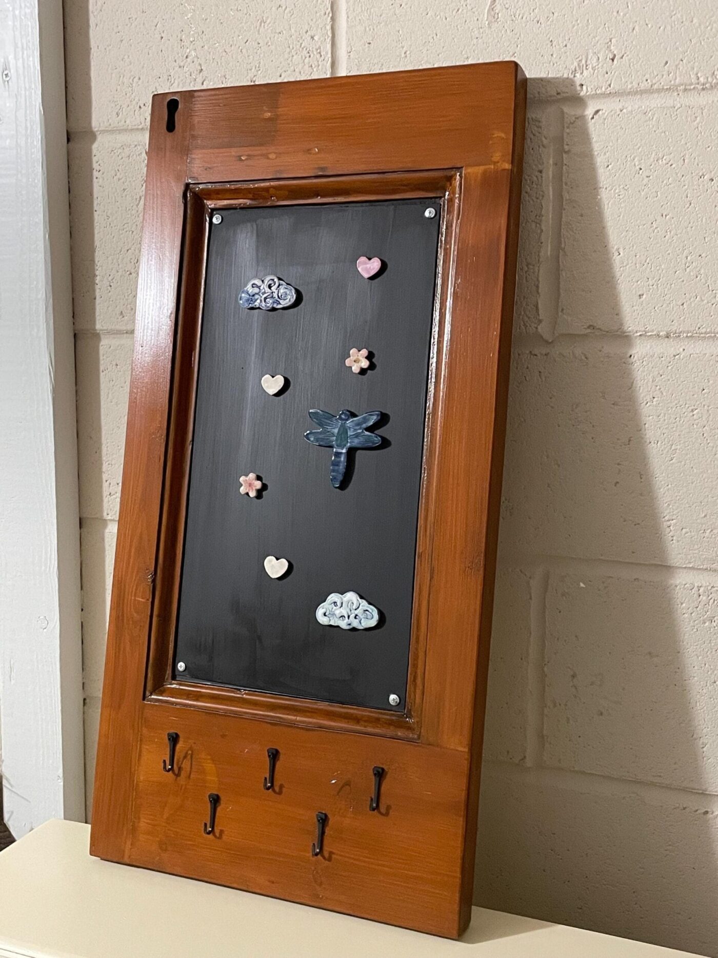 Vintage Door Panel with Magnetic Board (Natural Wood) — detail view