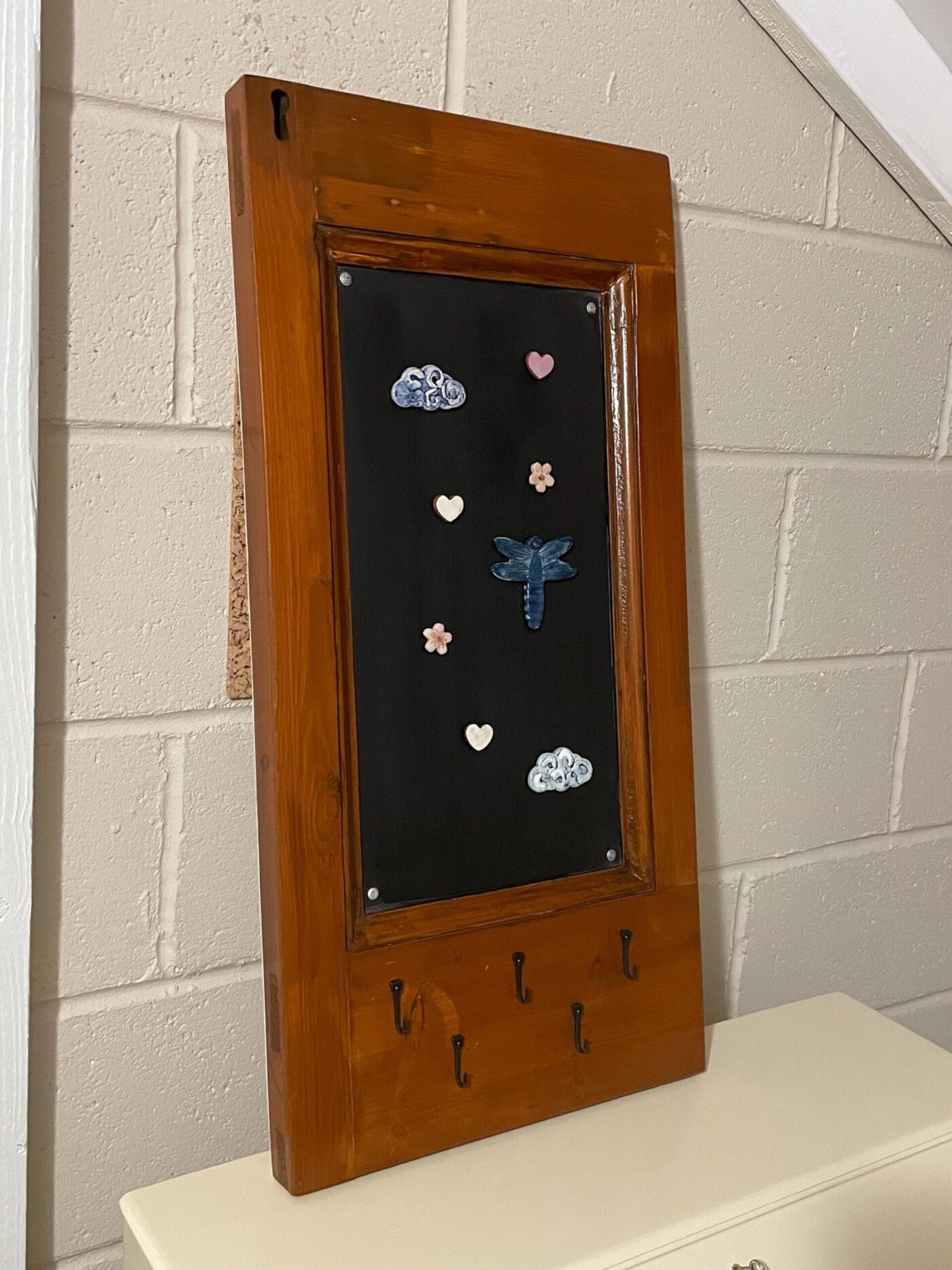 Vintage Door Panel with Magnetic Board (Natural Wood) — alternate angle