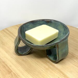 Handmade Ceramic Soap Dish | Greenish-Blue Glazed Pottery Soap Holder with Drainage | Bathroom Decor | Kitchen Soap Holder | Bath Accessory