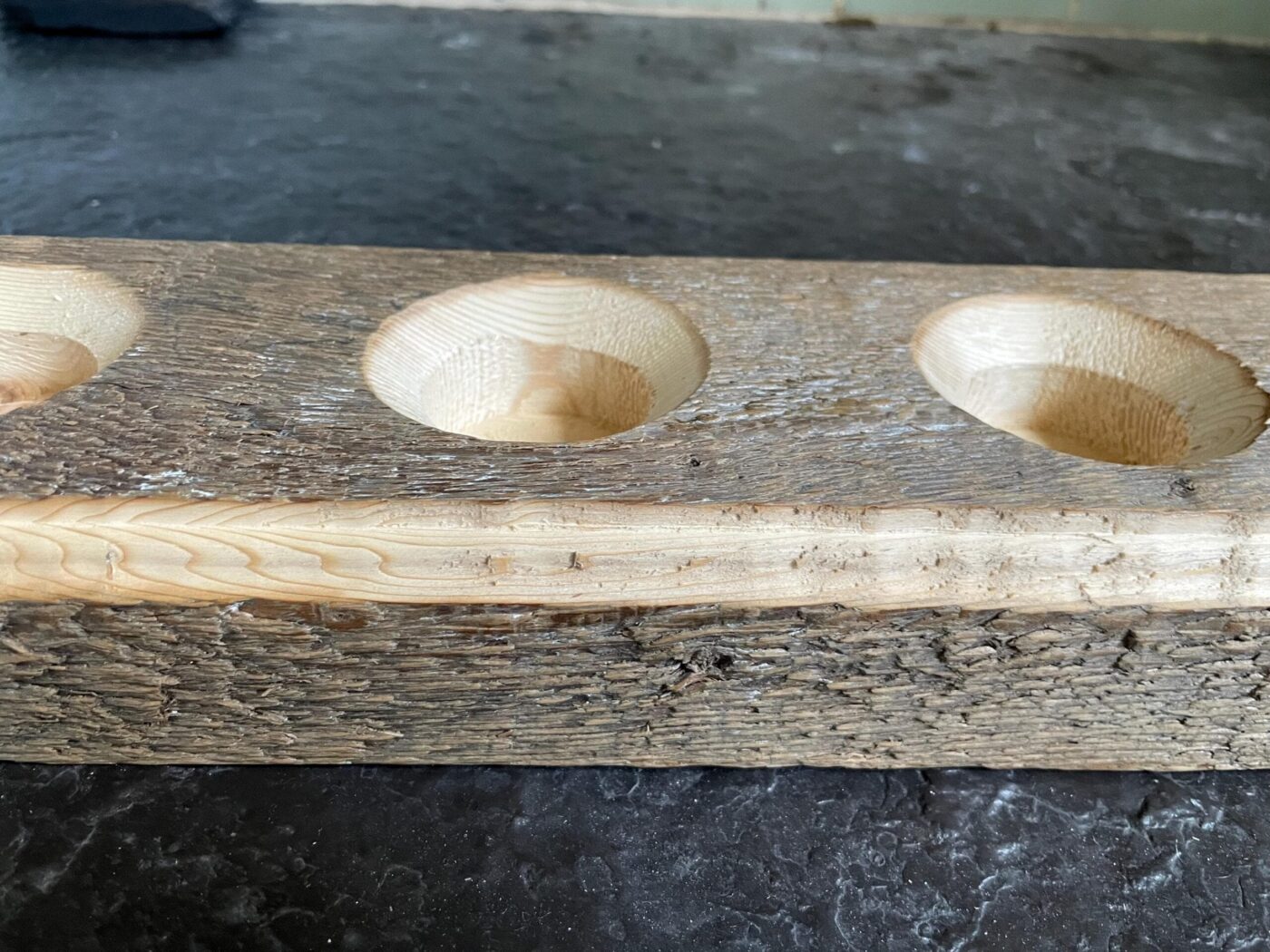Reclaimed Wood Tealight Centrepiece (1 metre, 10 tealights) — back view